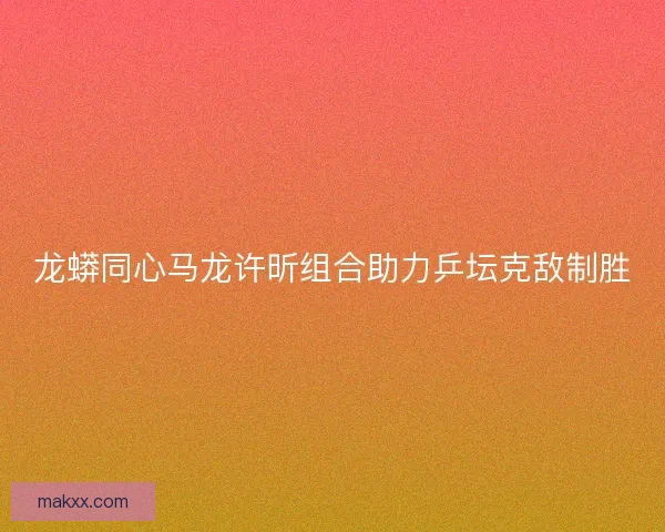 龙蟒同心马龙许昕组合助力乒坛克敌制胜